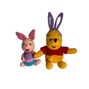 Mattel Easter Plush Winnie the Pooh & Piglet Stuffed Animal Toys 1993 Bunny Ears
